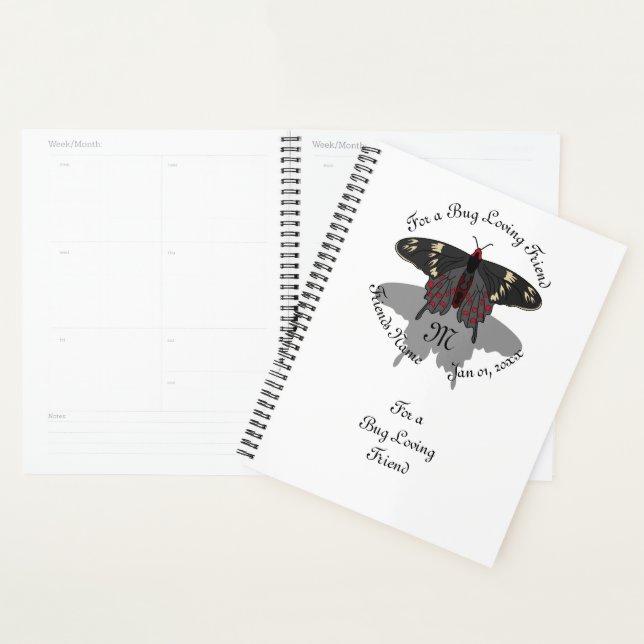 Crimson Rose Butterfly Shadow Monogram Planner (Display)