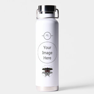 Crimson Rose Butterfly Shadow Monogram Water Bottle