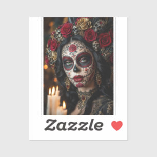 Crimson Rose Calavera – Elegant Day of the Dead