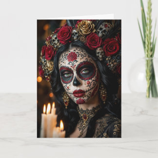 Crimson Rose Calavera – Elegant Day of the Dead  Card