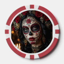 Crimson Rose Calavera – Elegant Day of the Dead