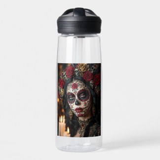 Crimson Rose Calavera – Elegant Day of the Dead  Water Bottle