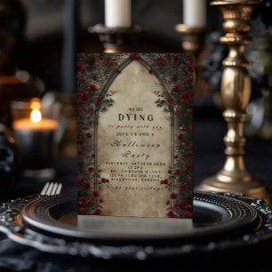 Crimson Rose Cathedral Arch Gothic Soirée Invitation