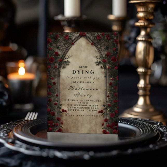 Crimson Rose Cathedral Arch Gothic Soirée Invitation (Creator Uploaded)