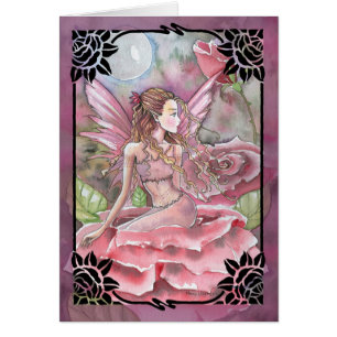 Crimson Rose Fairy Blank Greetin Card