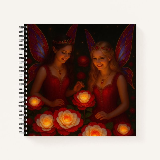 Crimson Rose Fairy Bold Dramatic Fantasy Notebook (Front)