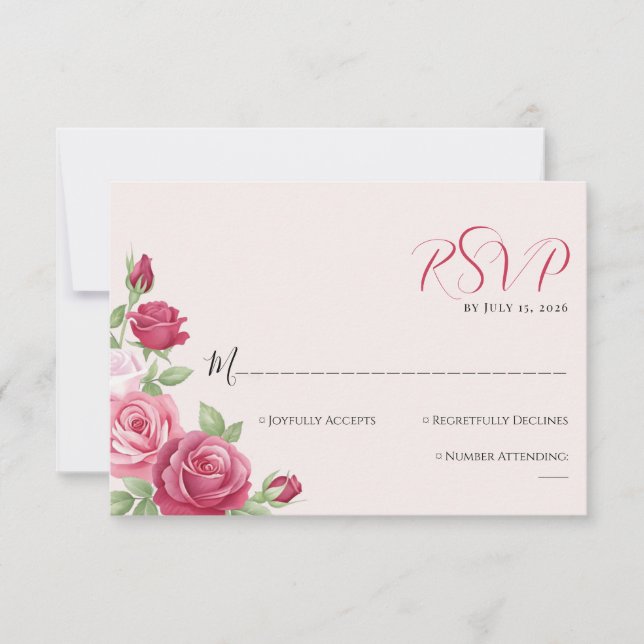 Crimson Rose Wedding RSVP Card (Front)