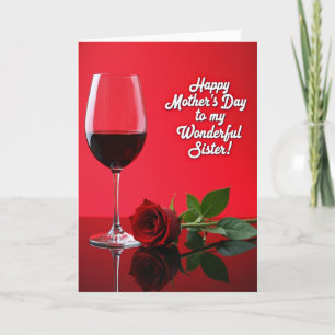 Crimson Rose Wonderful Sister Card