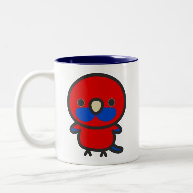 Crimson rosella Two-Tone coffee mug (Left)