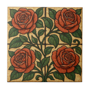 Crimson Roses Ceramic Tile