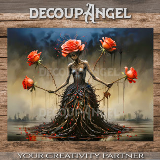 Crimson Roses Rising Decoupage Tissue Paper