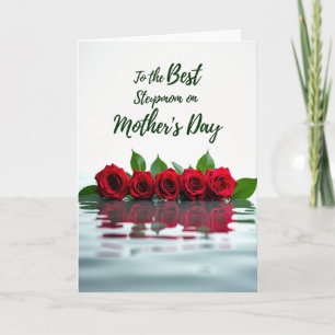 Crimson Roses Water Reflection Card