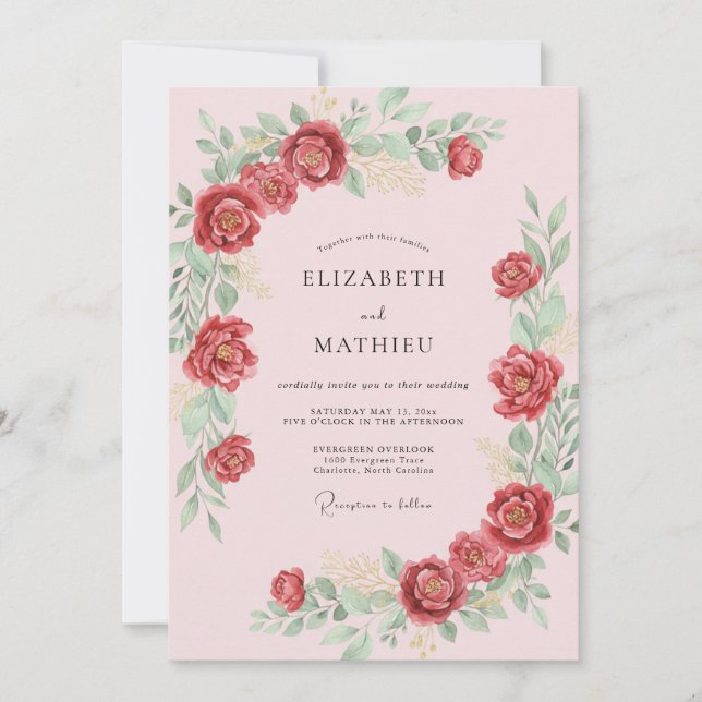 Crimson Ruby Painted Wedding Invitation (Front)