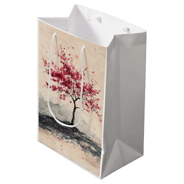 Crimson Sakura Mountain Serenity (2) Medium Gift Bag (Front Angled)
