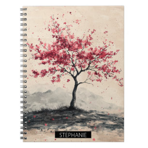 Crimson Sakura Mountain Serenity (2) Notebook