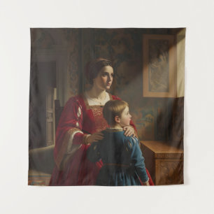 Crimson & Sapphire Whispers: Victorian Mother and  Tapestry