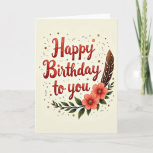 Crimson Script Birthday Card