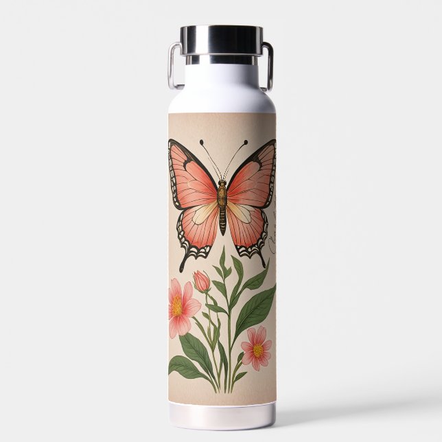 Crimson Serenade Personalized Water Bottle (Front)