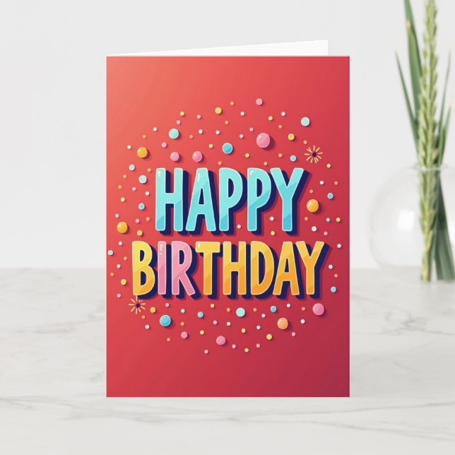 Crimson Shadowed Birthday Card (Front)