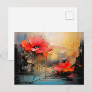 Crimson Silence – Abstract Poppies in Urban Light Postcard
