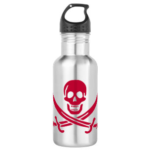 Crimson Skull & Swords Pirate flag of Calico Jack 532 Ml Water Bottle