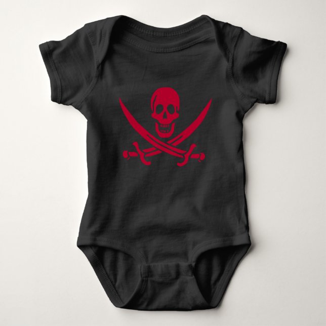 Crimson Skull & Swords Pirate flag of Calico Jack Baby Bodysuit (Front)
