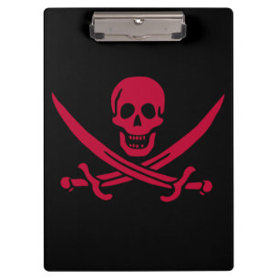 Crimson Skull & Swords Pirate flag of Calico Jack Clipboard