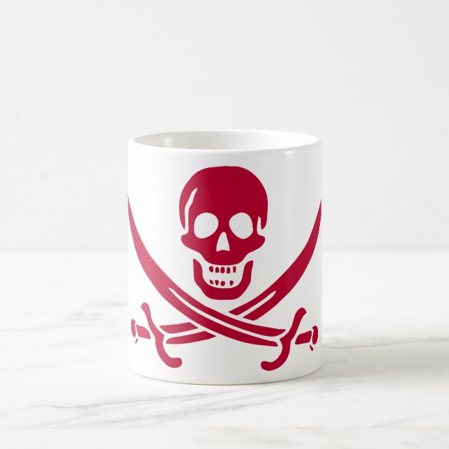 Crimson Skull & Swords Pirate flag of Calico Jack Coffee Mug (Center)