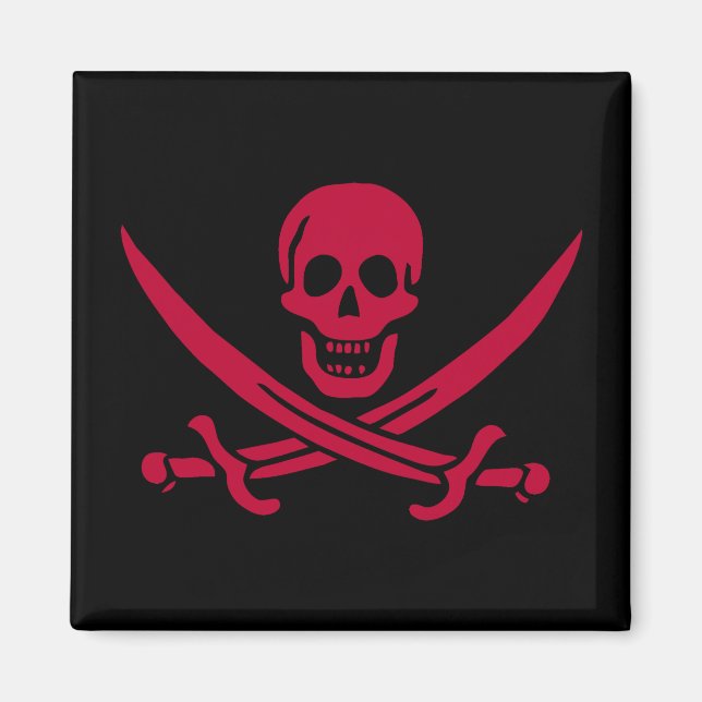 Crimson Skull & Swords Pirate flag of Calico Jack Magnet (Front)