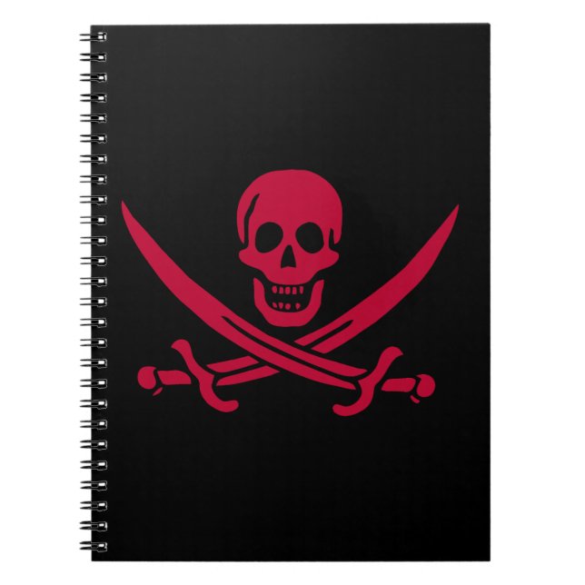 Crimson Skull & Swords Pirate flag of Calico Jack Notebook (Front)