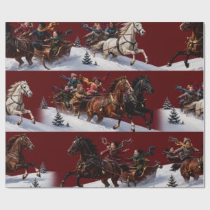 Crimson Sleigh Ride Wrapping Paper