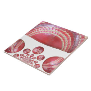 Crimson Spin – A Beautiful Red Cricket Ball Arti Ceramic Tile