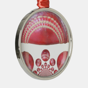 Crimson Spin – A Beautiful Red Cricket Ball Arti Metal Ornament