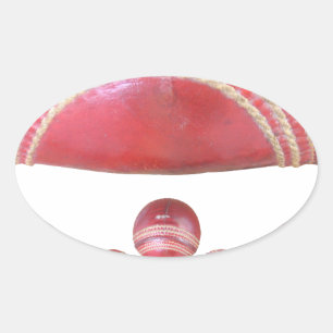 Crimson Spin – A Beautiful Red Cricket Ball Arti Oval Sticker