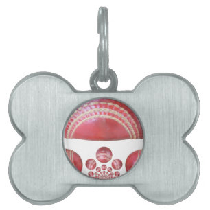 Crimson Spin – A Beautiful Red Cricket Ball Arti Pet Name Tag
