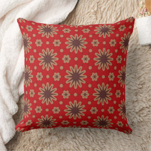 Crimson Starburst Bloom Cushion