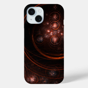 Crimson Starlight Orbits Abstract Cosmic Art iPhone 15 Case
