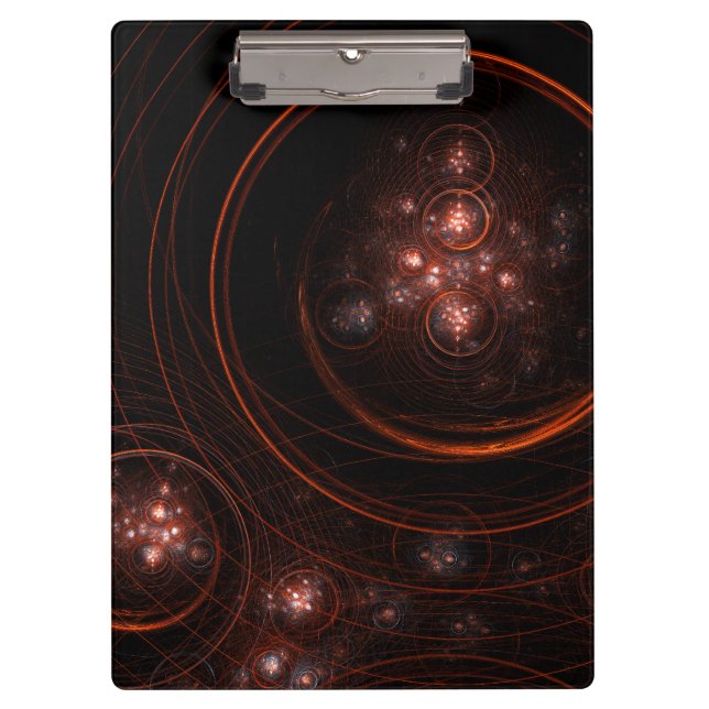 Crimson Starlight Orbits Abstract Cosmic Art Clipboard (Front)