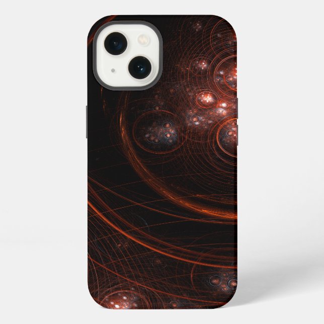 Crimson Starlight Orbits Abstract Cosmic Art iPhone Case (Back)