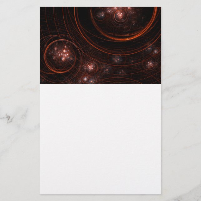 Crimson Starlight Orbits Abstract Cosmic Art Stationery (Front)