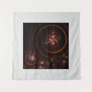 Crimson Starlight Orbits Abstract Cosmic Art Tapestry