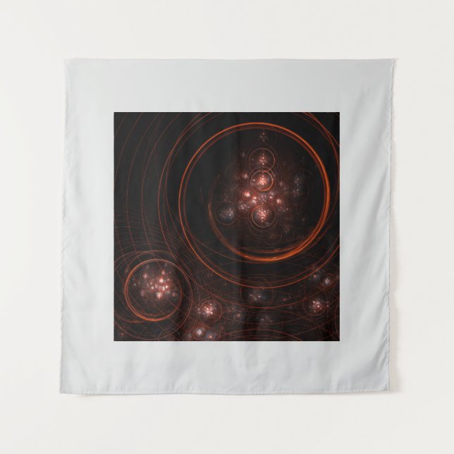 Crimson Starlight Orbits Abstract Cosmic Art Tapestry (Front)
