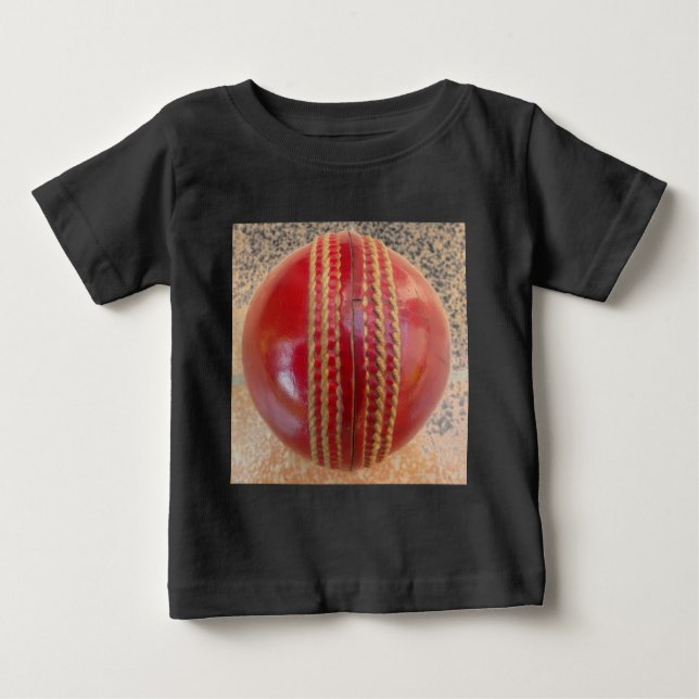 Crimson Stitch Focus: Close-Up of Cricket's Heart Baby T-Shirt (Front)