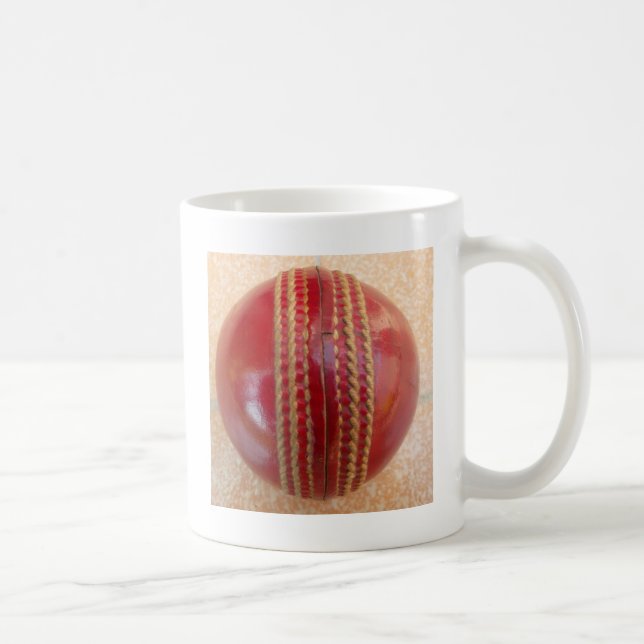 Crimson Stitch Focus: Close-Up of Cricket's Heart Coffee Mug (Right)