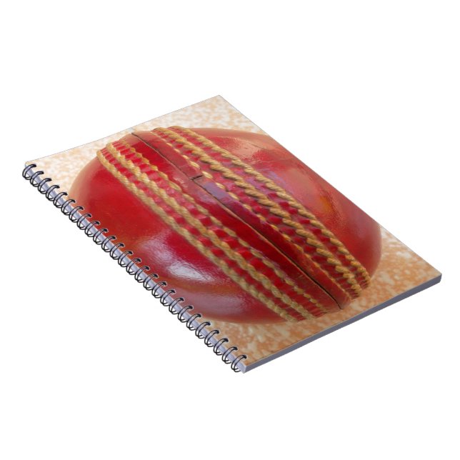 Crimson Stitch Focus: Close-Up of Cricket's Heart Notebook (Right Side)