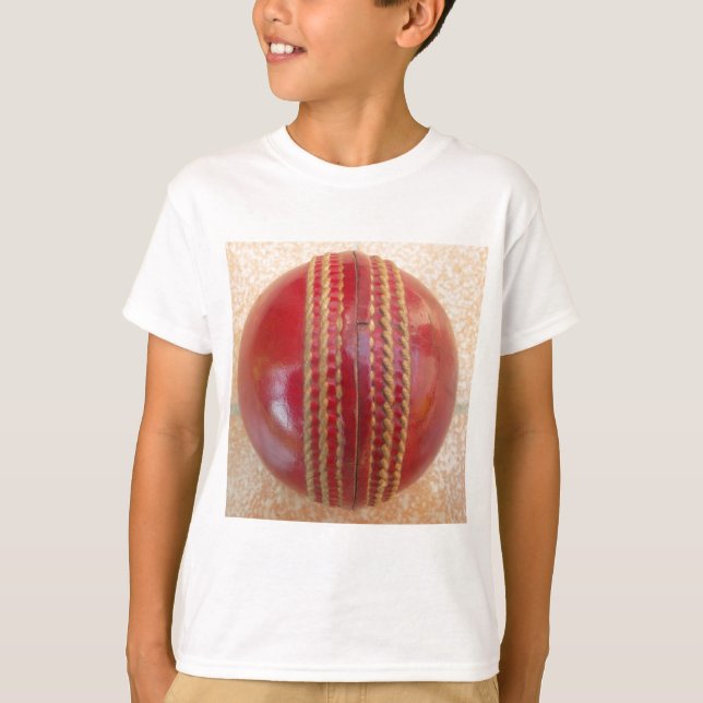 Crimson Stitch Focus: Close-Up of Cricket's Heart T-Shirt (Front)