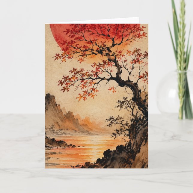 Crimson sun over Tree of Life Card (Front)