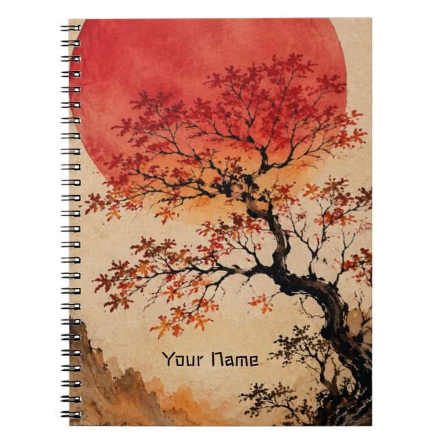 Crimson sun over Tree of Life Notebook (Front)