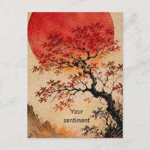 Crimson sun over Tree of Life Postcard