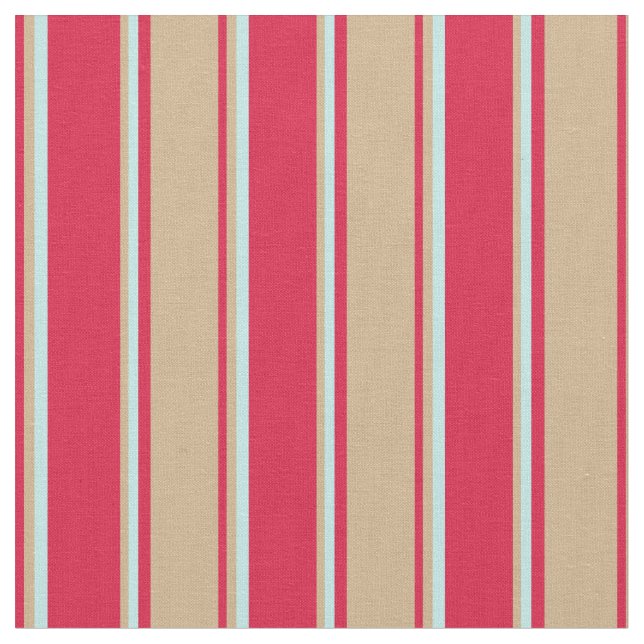 Crimson, Tan, and Turquoise Stripes/Lines Pattern Fabric (Close Up)